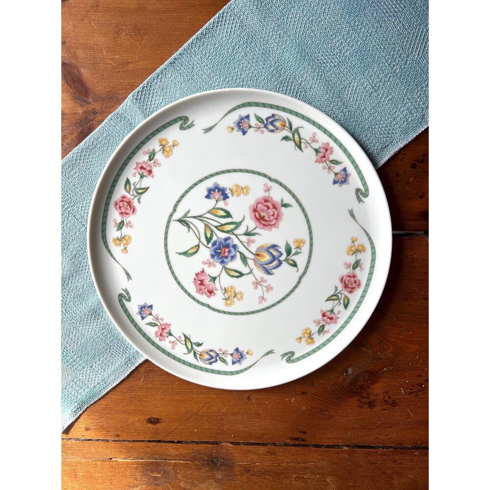 VTG Coffee Table Tray Large Floral Ceramic Serving Dish Kitchen Island Platter
